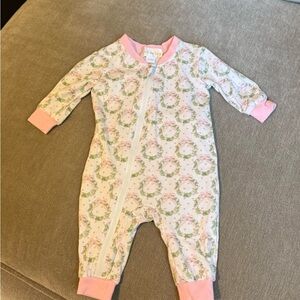Cecil and Lou Floral Wreath Bamboo Knit Zipper Pajamas (0-3M)